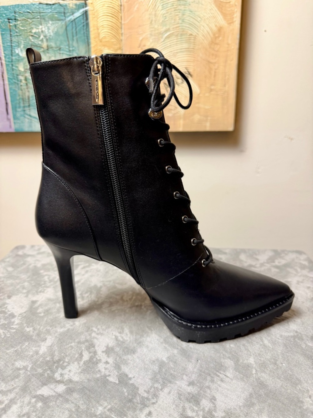 New Michael Kors Kyle Black Lace-Up Stiletto Ankle Boots Size 11